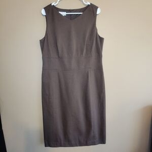Talbots‎ Chocolate Brown Sheath Dress Waist Zipper Sleeveless 14 Classic NWT VTG
